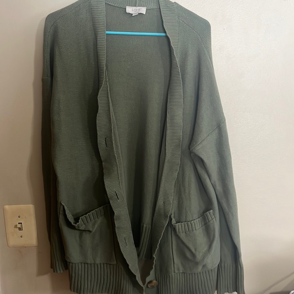 LOFT Sweaters - LOFT Olive Green Open Front Cardigan